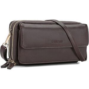 Women Brown Coffee Imported Faux Leather Crossbody Wallet With Phone Pocket Bag